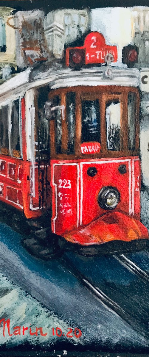 Tram on Istiklal  ISTANBUL collection of miniatures by Marina Deryagina