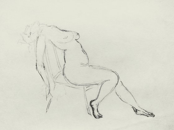 Nude. Original pencil drawing.