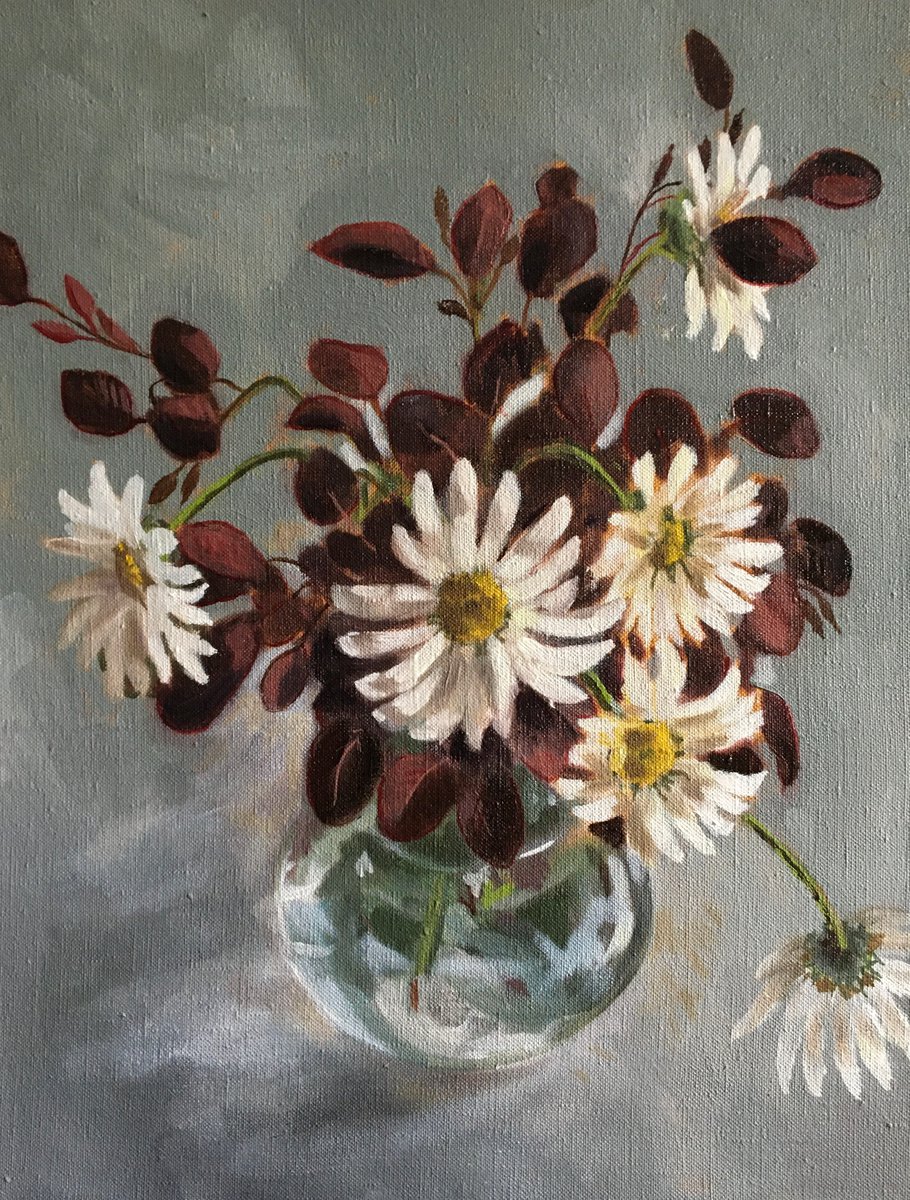 Oil Painting , Shasta Daisies By Alison Chambers, 13 X 17, Artwork For Sale On Artfinder