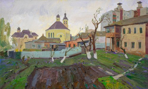 Backyard of a Catholic cathedral by Victor Onyshchenko