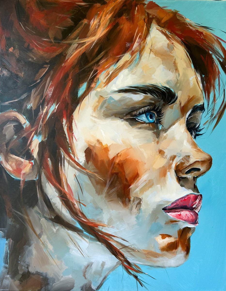 Impressionistic Portrait Acrylic Painting By Ferenc Racz, 31 X 39, Lola, Original Artwork