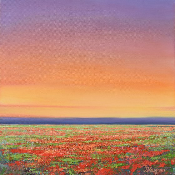 Red Poppy Field - Blue Sky Landscape