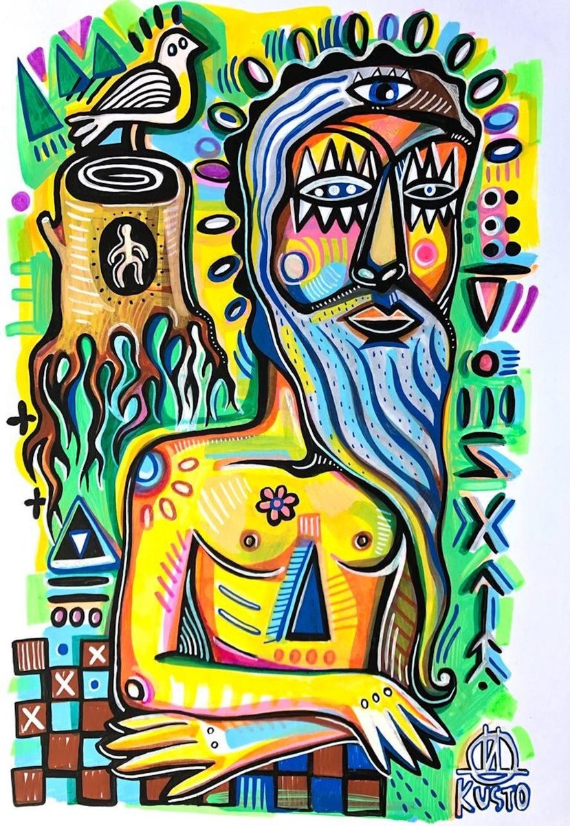 Impressionistic Ink Drawing , Shaman By Daria Kusto, 8 X 11, Artwork For Sale On Artfinder
