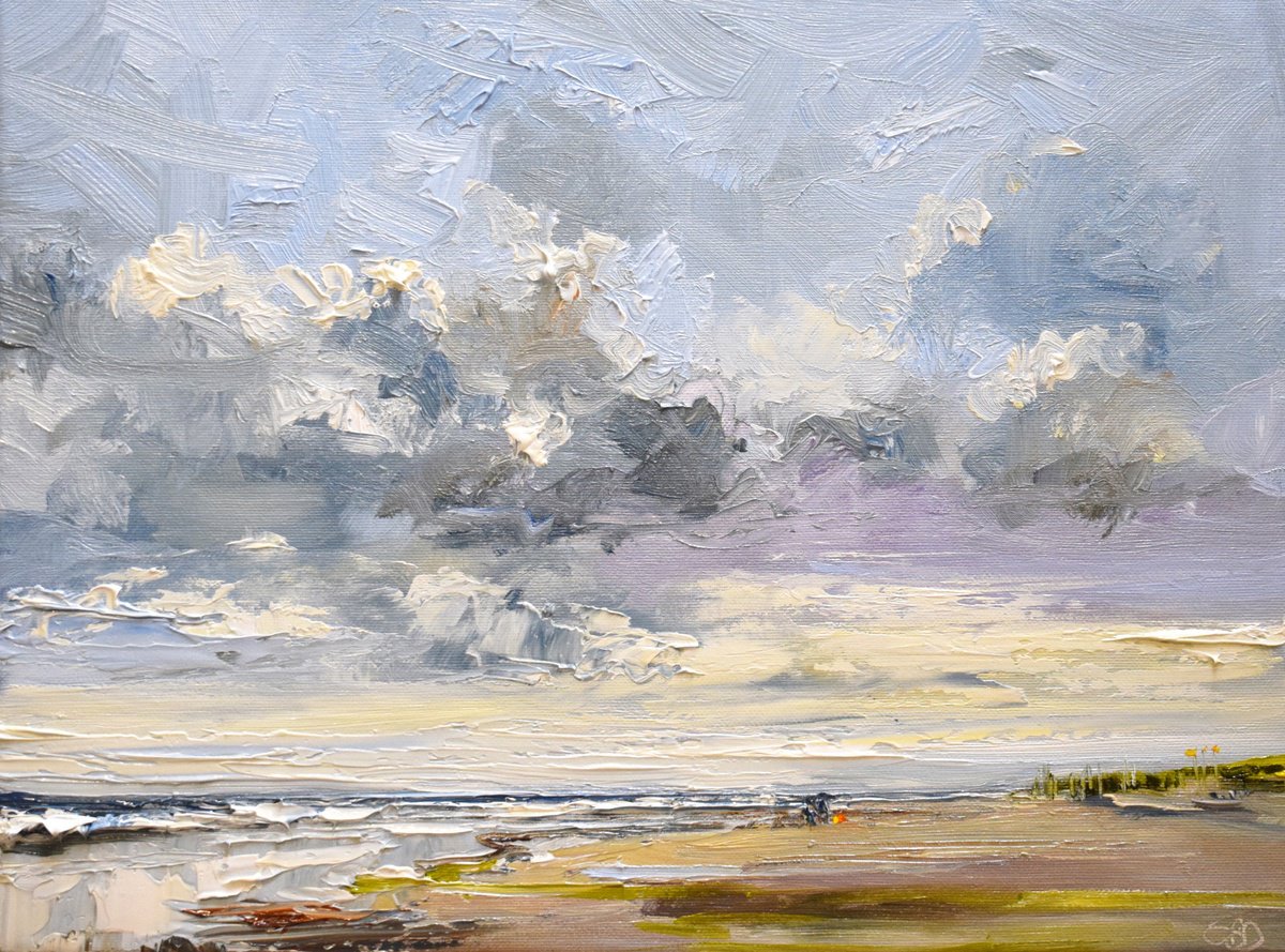 Impressionistic Landscape Oil Painting By Sonja Brussen, 17 X 13", Take It Easy, Original Artwork