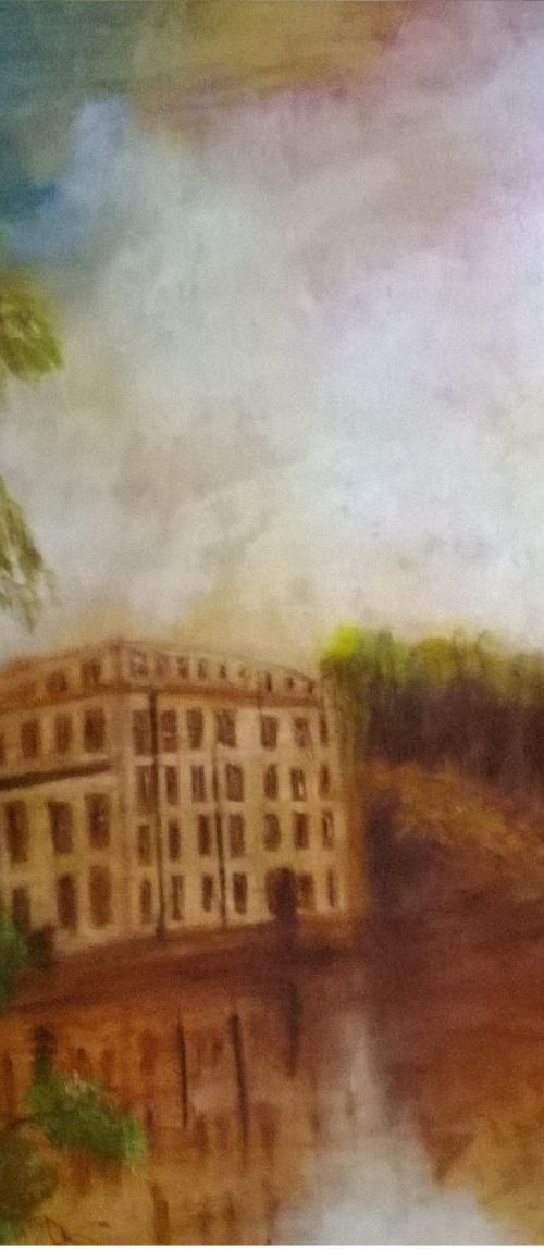 Cotten Mills (Oil on canvas 39x39 inch) by Jack Bagley