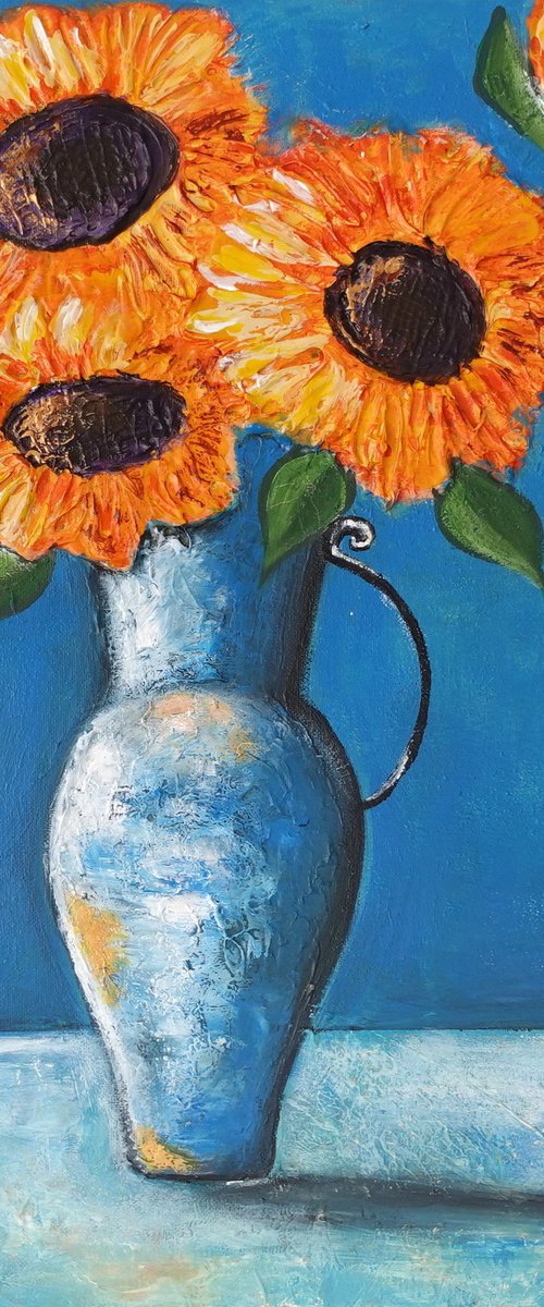 Orange Sunflowers by Teodora Totorean