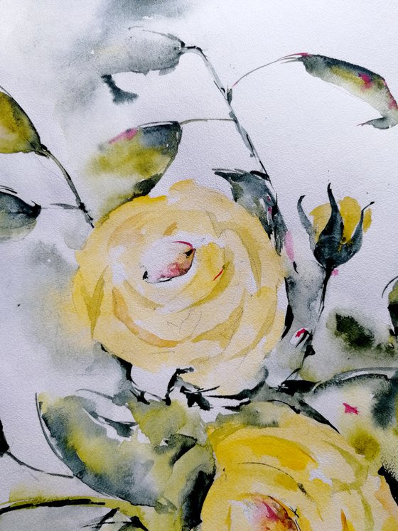 Yellow roses painting.