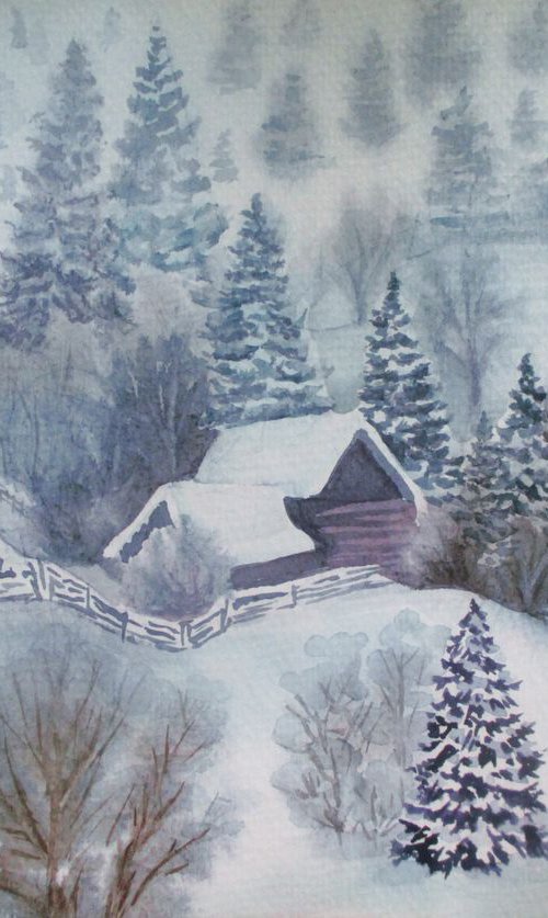 The house in a snow-covered forest by Julia Gogol