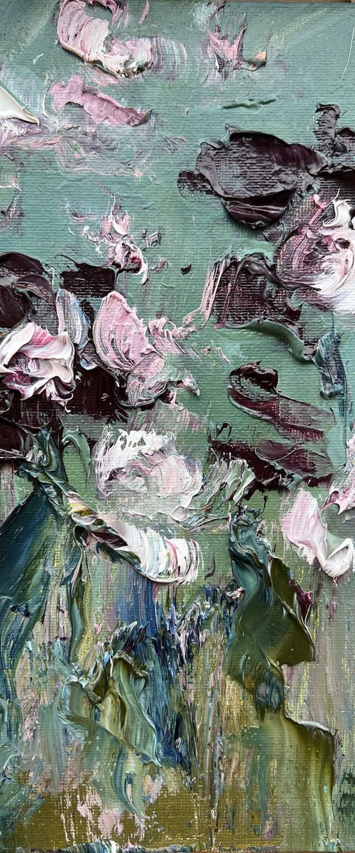 Abstract Flower - Small Painting. Abstract Floral. Mini Artwork. by Marina Skromova