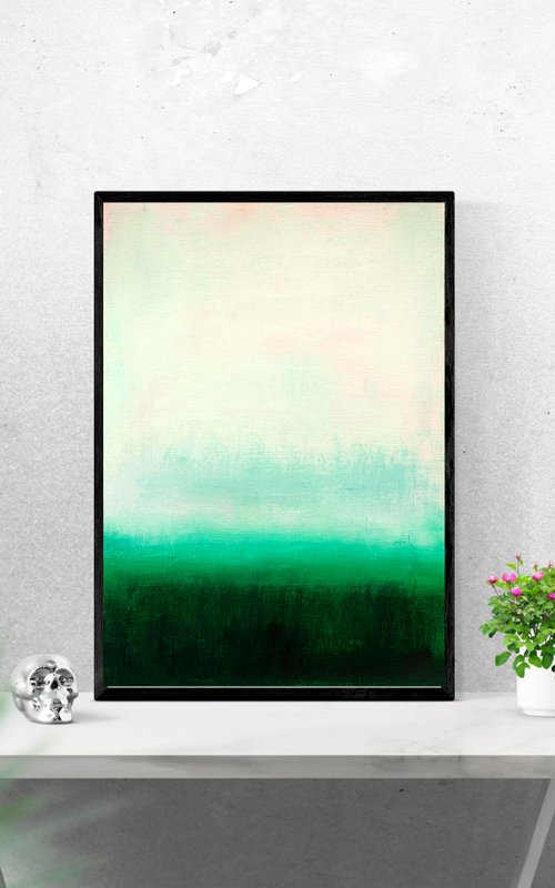 Original abstract landscape painting on paper by Anna Lubchik