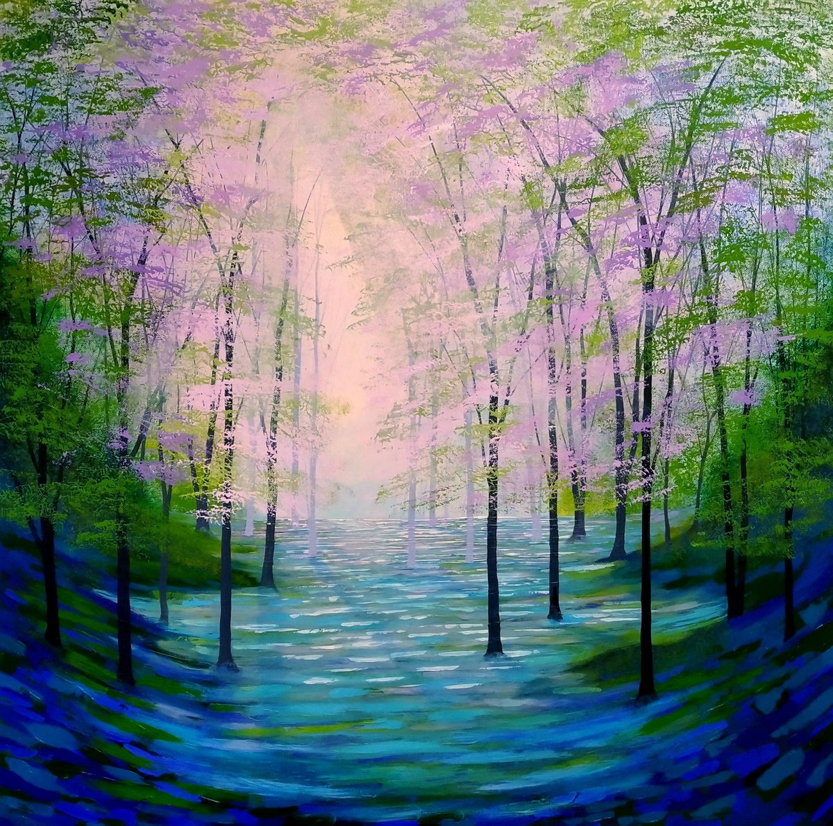 Impressionistic Landscape Acrylic Painting By Amanda Horvath, 31 X 31, The Air That I Breathe, Original Artwork