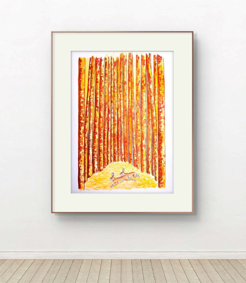 Illustrative Landscape Watercolour By Marian Gorin, 15 X 22", To Flee From Memory, Original Artwork