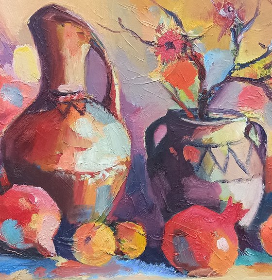 Still life with pitcher and jug (50x70cm, oil painting,  ready to hang)