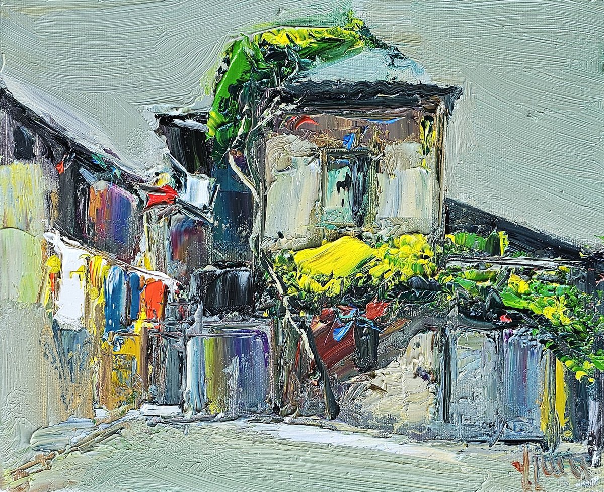 Colorful Courtyard By Vlas Ayvazyan, 12 X 9, Artwork For Sale On Artfinder