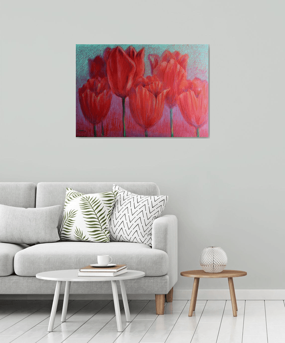 Red Tulips on Red