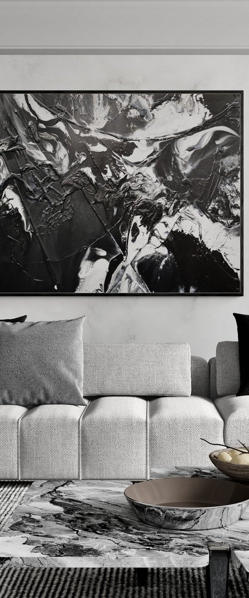 Illicit Noir 160cm x 100cm Textured Abstract Art by Franko