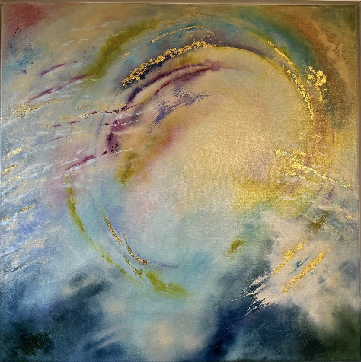 Expressive Abstract Oil Painting By Carol Staines, 31 X 31, Abstract Byzantium, Original Artwork