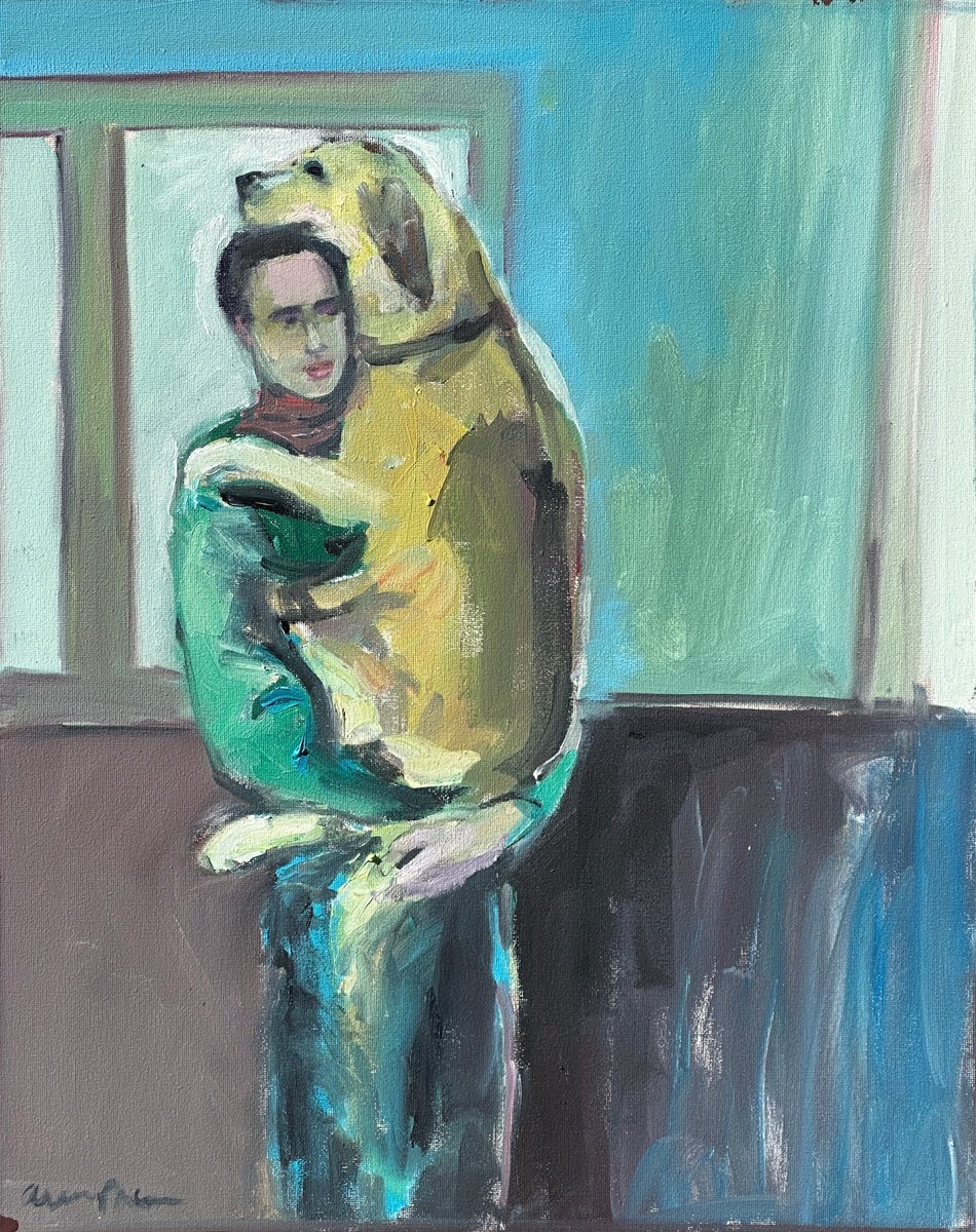 Expressive Abstract Oil Painting By Arun Prem, 16 X 20, Holding On, Original Artwork