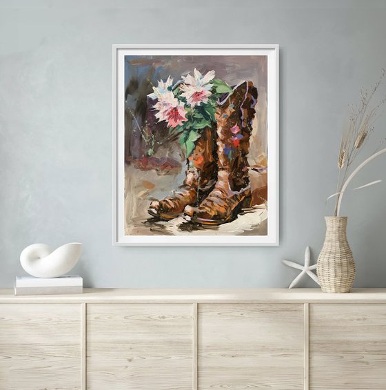 Cowboy Boots with Flowers.
