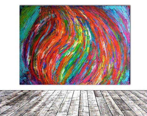 FREE SHIPPING - Gypsy Twirl - XXXL Large Modern Abstract, Huge Painting - Ready to Hang, Office, Hotel and Restaurant Wall Decoration