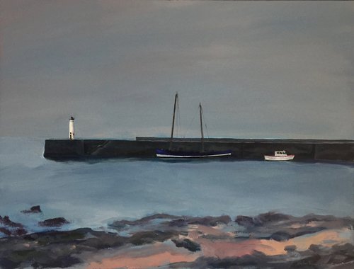 'Two boats, calm day. Anstruther' by Stephen Howard Harrison