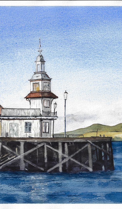 Dunoon Pier Scottish Landscape Watercolour Painting by Stephen Murray