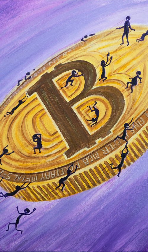 Triumph and the tragedy Bitcoin 3, 70*50 by Dmytro Yeromenko