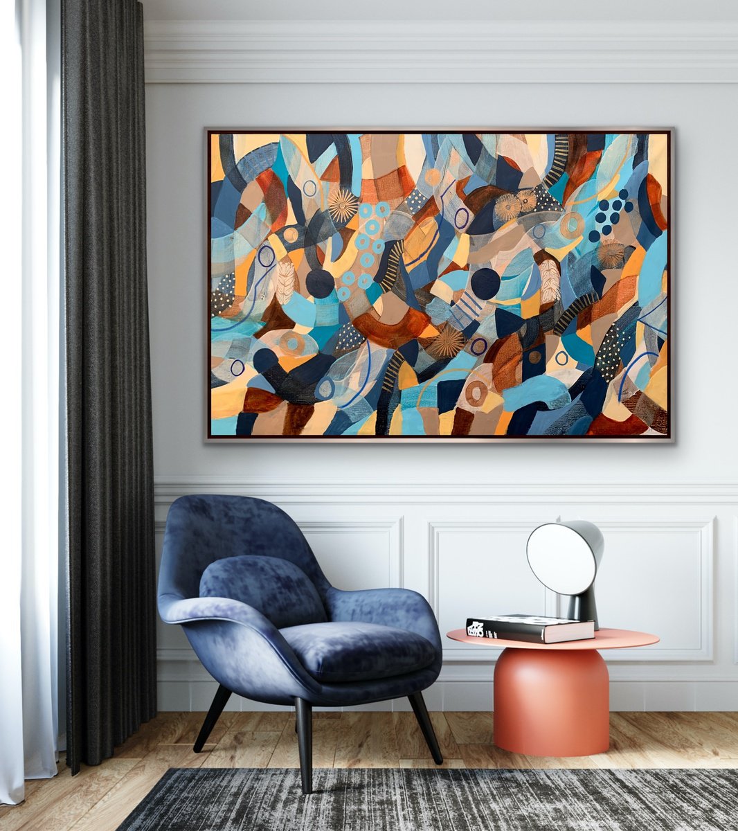 Organic Abstract Acrylic Painting By Rashna Hackett, 55 X 36", What The Wave Brings, Original Artwork