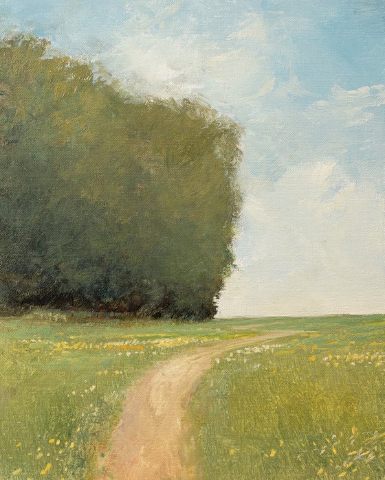 Meadow Path 220526 C, flower field impressionist landscape painting