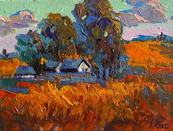 Autumn village evening