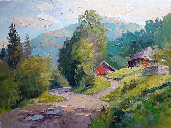 Oil painting Somewhere in the mountains