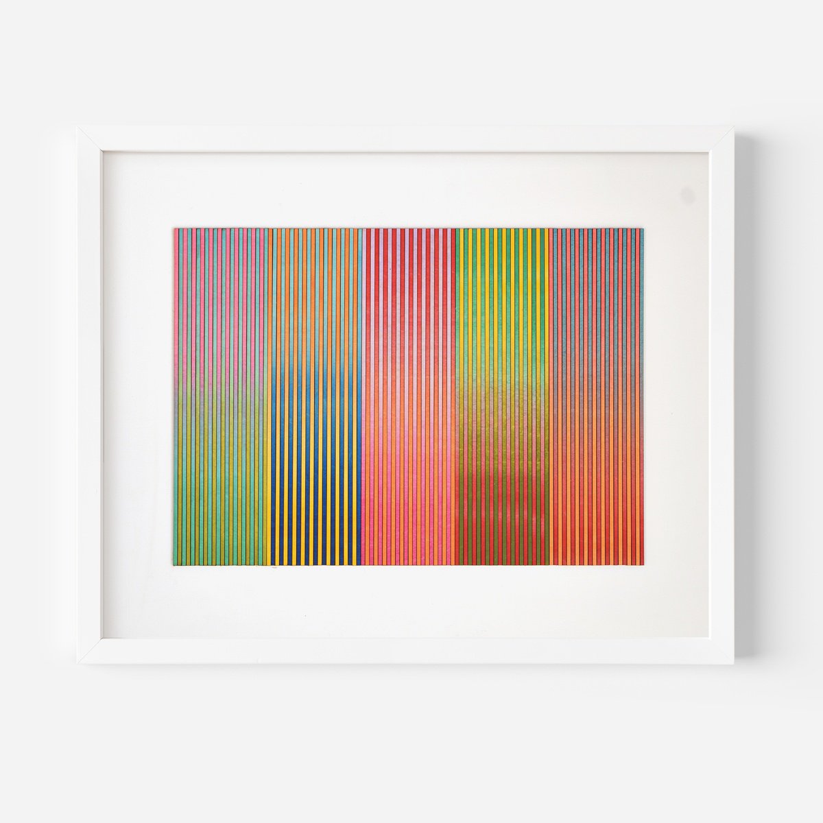 Geometric Abstract Painting By Amelia Coward, 24 X 18, Five Panel Fine Stripe, Original Artwork