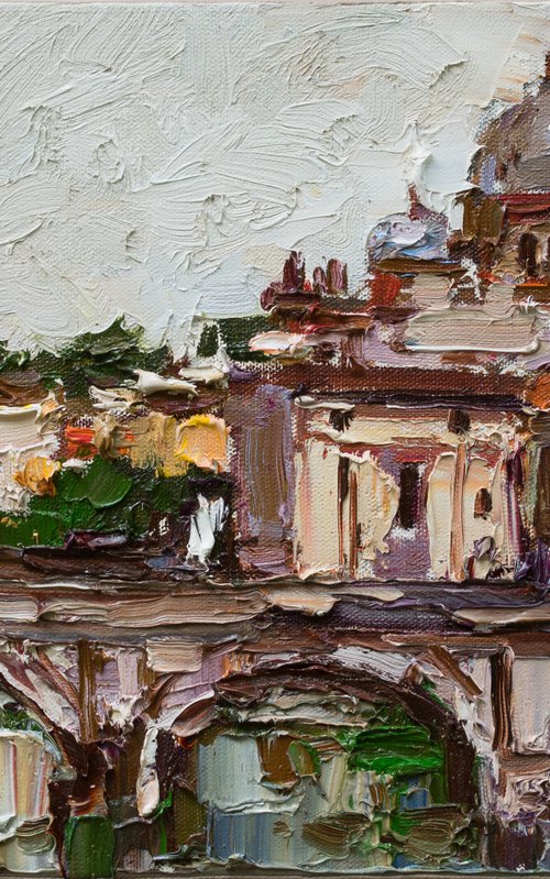 St. Angelo Bridge in Rome, Italy - Original oil impasto painting by Anastasiia Valiulina