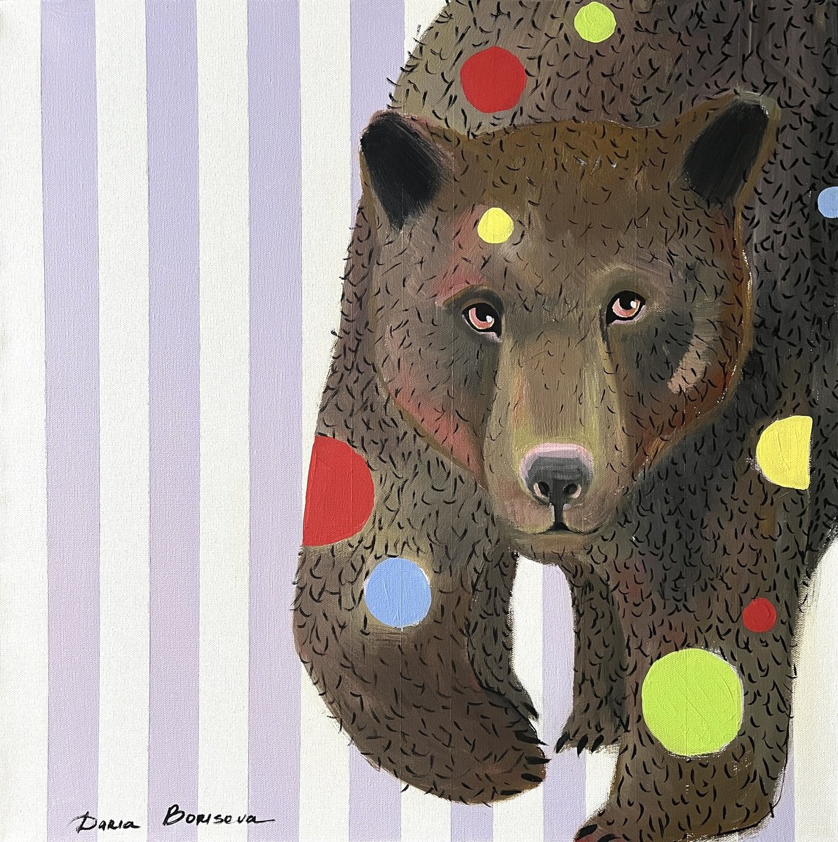 Surrealistic Animal Acrylic Painting By Daria Borisova, 24 X 24, Motive, Original Artwork