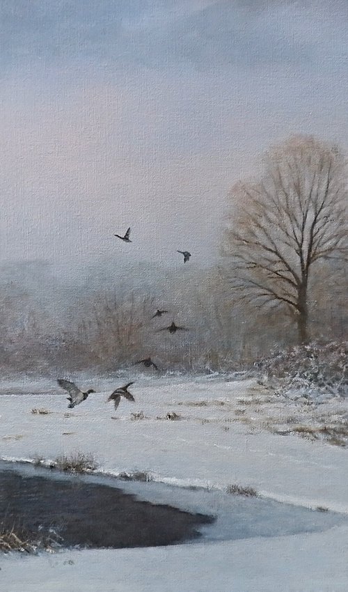 Snowlandscape with ducks by Gerard Kramer