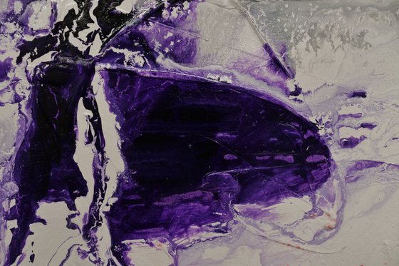 Purple Silk 160cm x 100cm White Purple Abstract Art