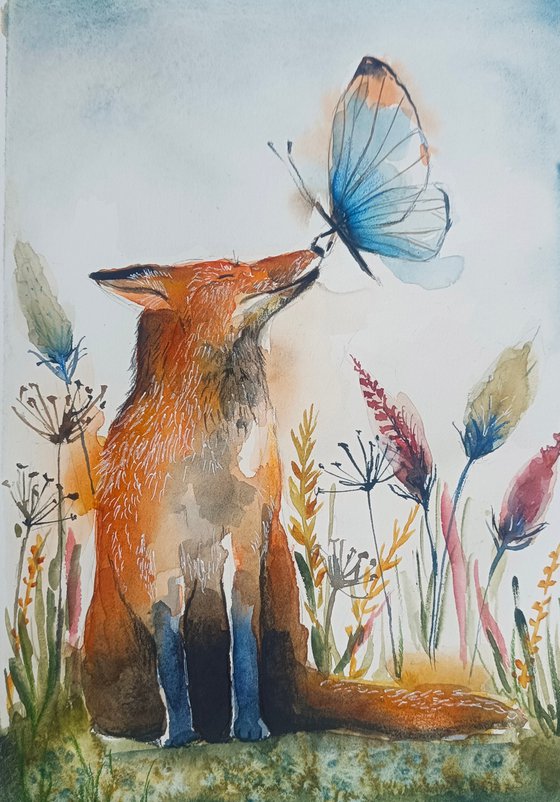 Fox And Butterfly