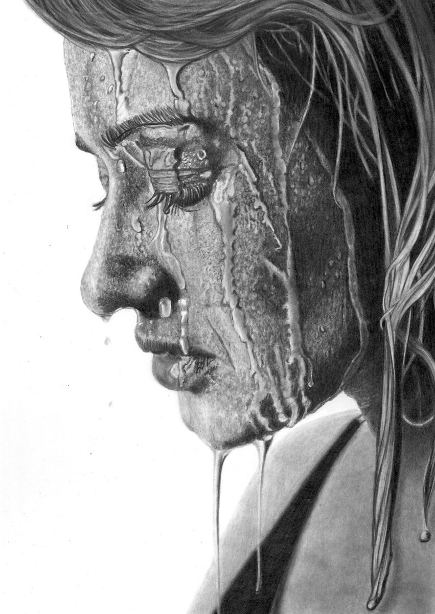Photorealistic Portrait Pencil Drawing By Paul Stowe, 9 X 12", Wet, Original Artwork