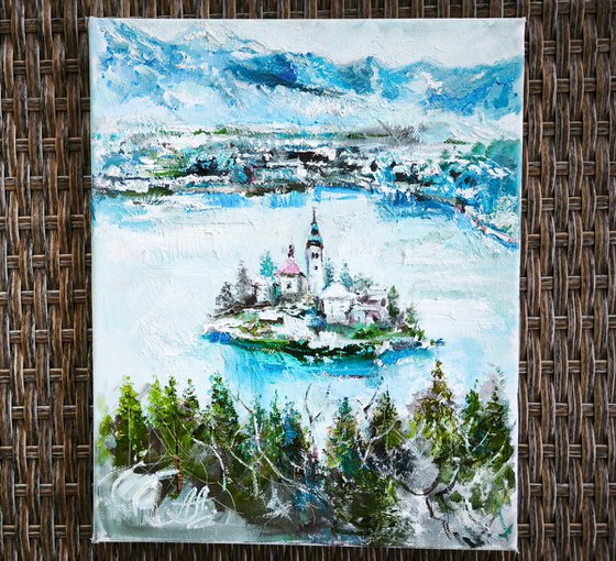 Oil Miniature of Lake Bled