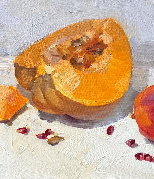 Pomegranate and pumpkin by Nataliia Nosyk