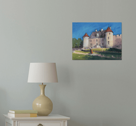 France Castle Château d'Ainay-le-Vieil Watercolor painting