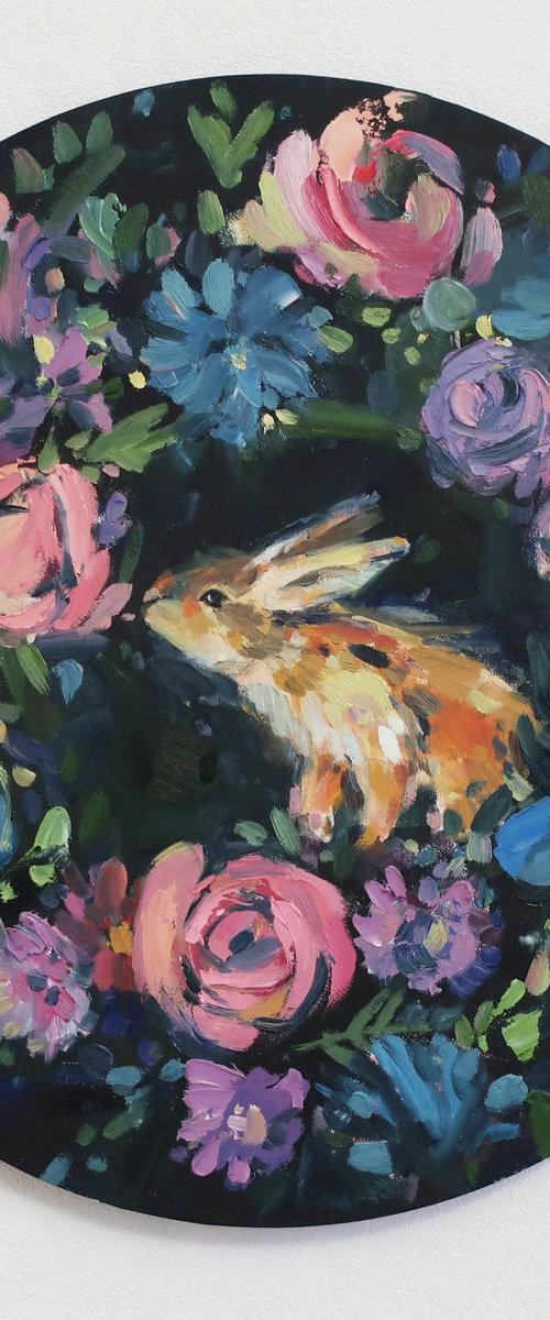Rabbit with flowers by Anna Shchapova