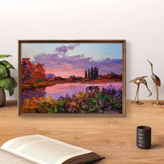 Sunset over the river