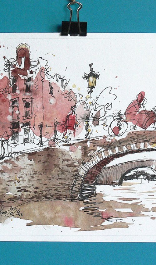 Amsterdam, watercolor, 2024 by Marin Victor