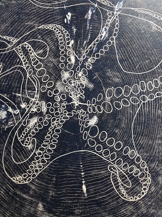 Octopus, Japanese woodblock print, woodcut, printmaking