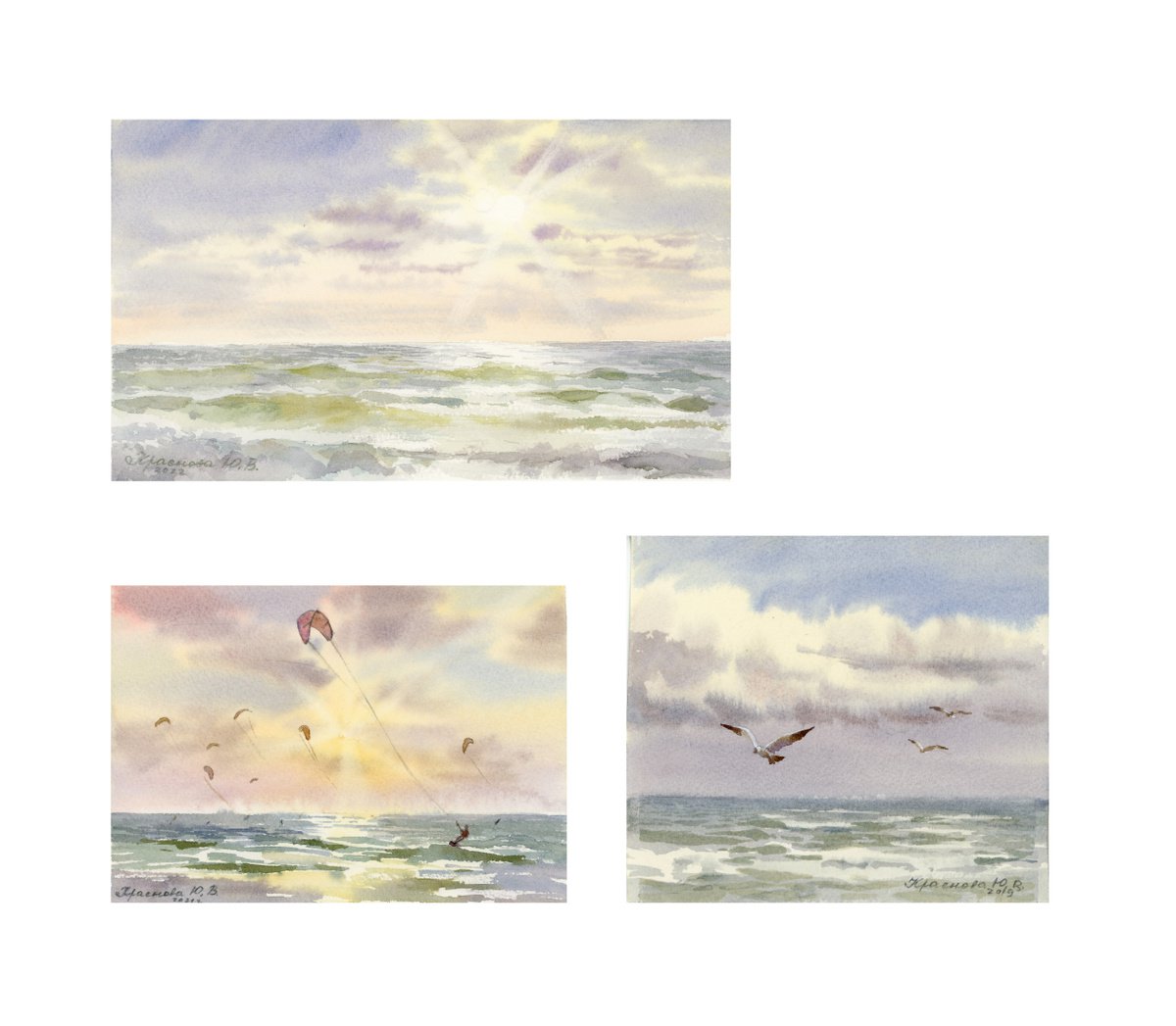 Photorealistic Landscape Watercolour By Yulia Krasnov, 10 X 6", Marine Sketches, Original Artwork