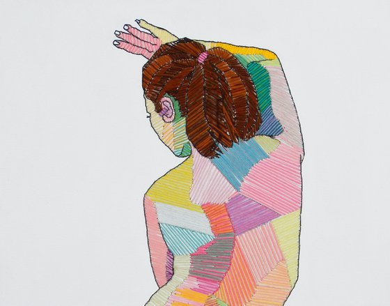 Embroidered Female Nude Figure Study 3