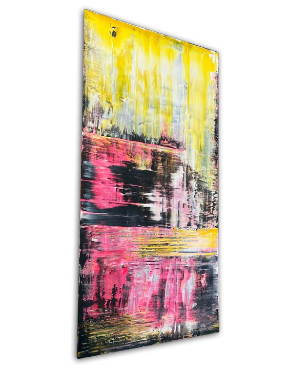 "A Motley Crew" - Save As A Series - Original PMS Abstract Polyptych Acrylic Paintings On Canvas and Wood - 70" x 50"