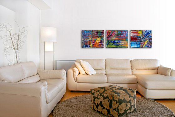 "You Know How We Do" - Save As A Series - Original PMS Oil Painting Triptych on Canvas- 60 x 16 inches