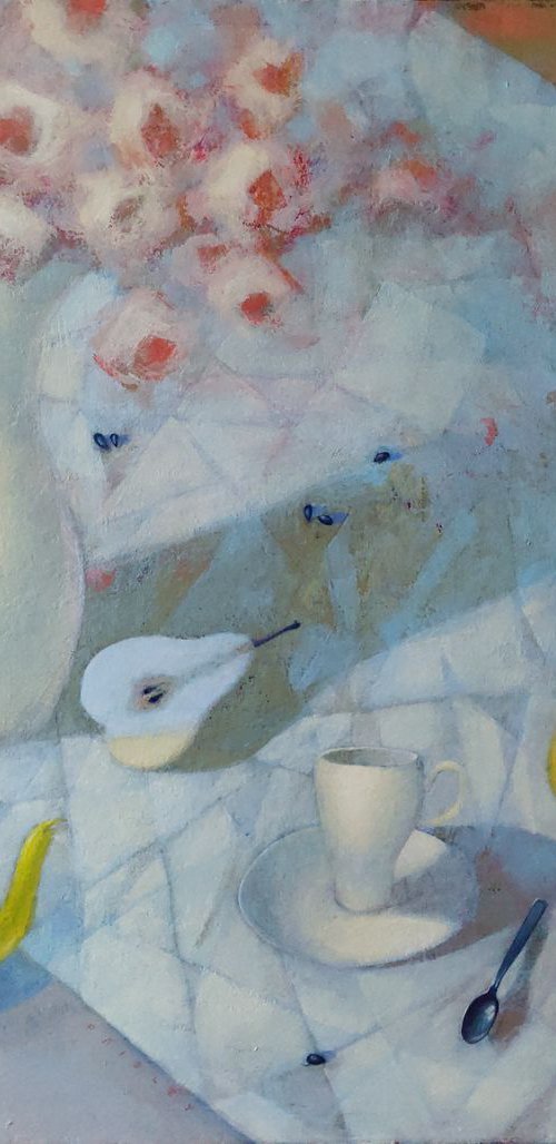 White nights - 70x60 cm acrylic still life by Ayna Paisley